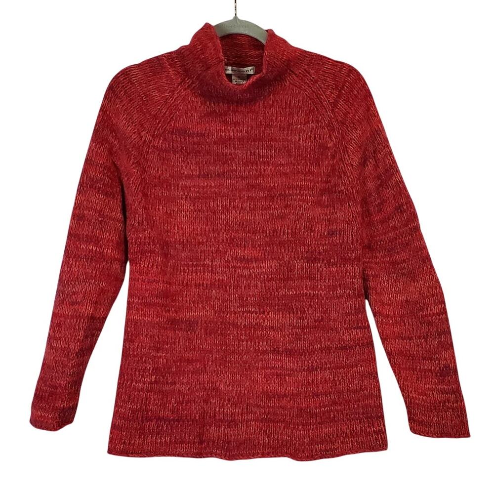 Marconi Lambswool Thick Knit Berry Sweater Lg High Neck Cozy Cabin Winter Warm